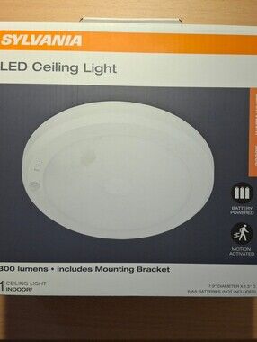 Sylvania Motion-Sensing Battery Powered LED White Ceiling Light 66945